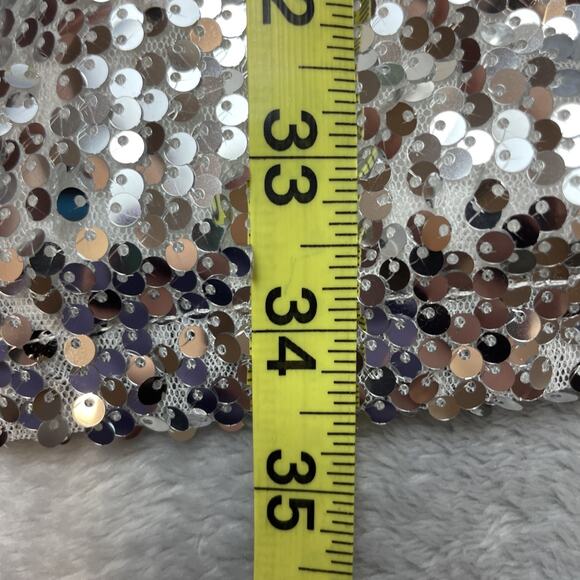 Boohoo Sequined Club Jacket Womens 18 Silver Evening Party Rockstar Concert Rave - Picture 8 of 12